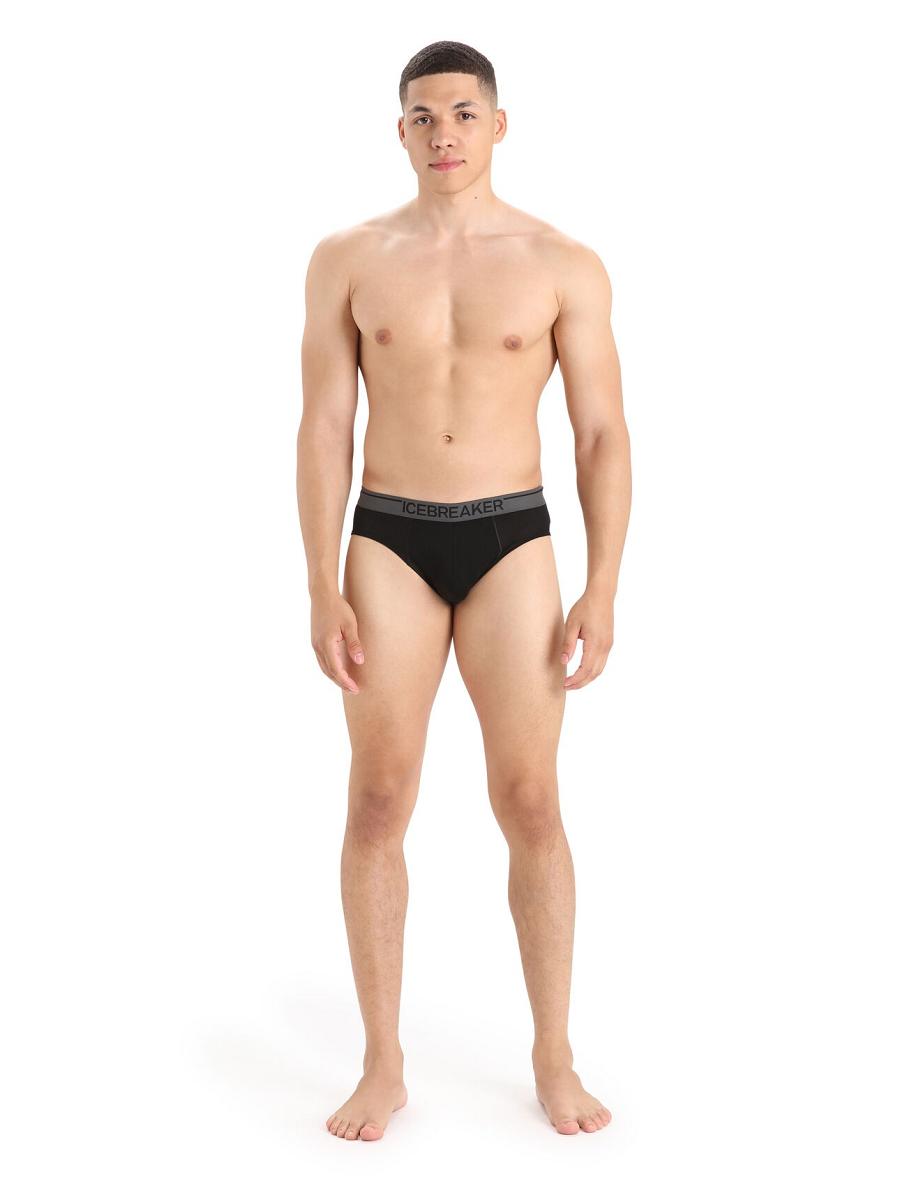 Black Men's Icebreaker Merino Anatomica Briefs Underwear | USA 1299JPQJ